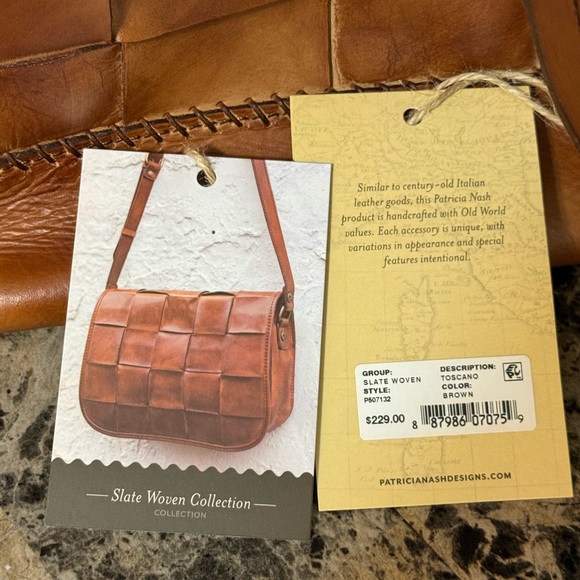 PATRICIA NASH VINTAGE STYLE WOVEN LEATHER TOTE. 12” (H) × 13” (W) × 5” (D) - Picture 16 of 16